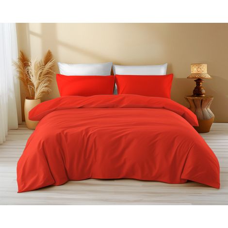 Copritrapunta in Cotone Tinta Unita Rosso Tempo di Dormire - Morbido, Traspirante, Chiusura Clic-Clac - Made in Italy Cm. 170x270