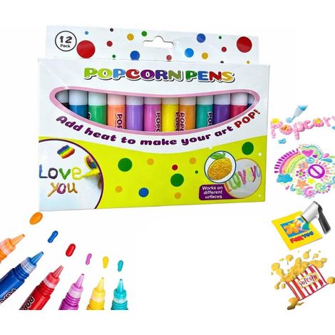 Beyamis Stylo à bulles imprimé en 3D, stylo à popcorn, stylo à coton, traits de bulles, effet d'expansion DIY pour enfants, emballage horizontal 12 couleurs (1/5)