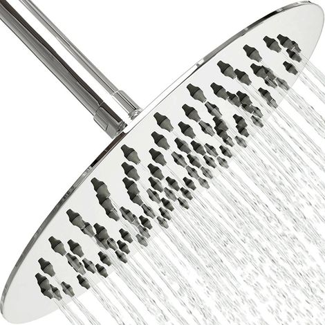 Pommeau de douche rond fixe en acier inoxydable 304 avec angle de pluie réglable pour augmenter la pression (1/5)
