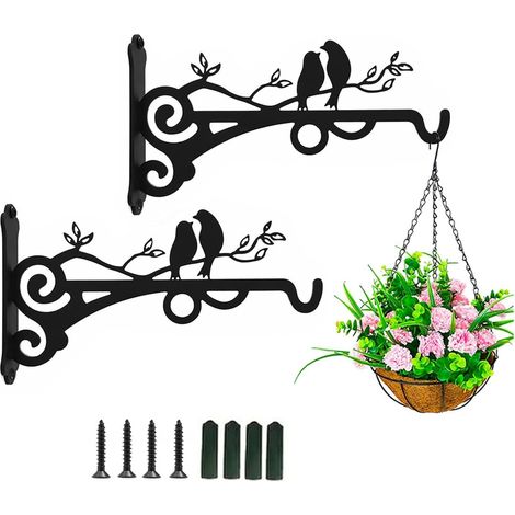 2pcs Supports Panier À Suspendre, Hanging Plant Holder, Supports Jardin Suspendus Cintres Pot Fleur Avec Vis, Pour Lanternes, Paniers Suspendus, Cages À Oiseaux (Deux oiseaux A) (1/5)