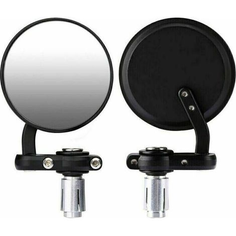 Rétroviseurs de moto, rétroviseurs de moto ronds 7/8 pouces 22mm miroir d'extrémité de barre ronde- (1/5)