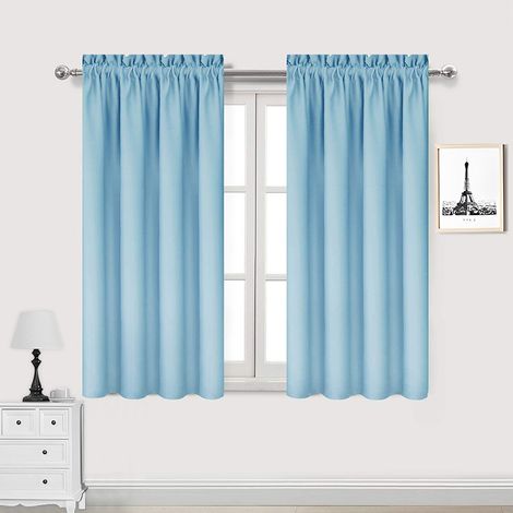 Lot de 2 Rideau Passe Tringle Tenture Opaque Décoration de Petite Fenêtre Chambre Placard/Porte/Cuisine, L96 x H182cm, Beige