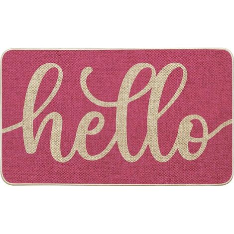 Tapis d'Entrée Rose « Hello Spring » - Antidérapant - Adapté Intérieur/Extérieur (1/5)