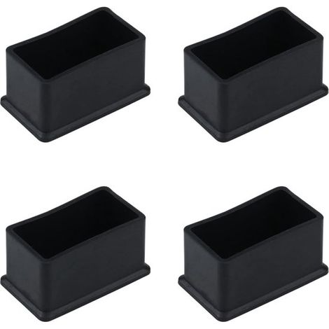 4 patins de protection pour pieds de table et de chaise, en caoutchouc PVC, rectangulaires, 3 x 6 cm, noirs. (1/5)