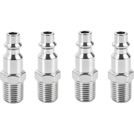 4 Pièces Raccord Pneumatique 1/4 Pouce NPT, Raccord Fileté pour Compresseur, Raccords de compresseur d'air, Kit Coupleur Pneumatique pour Air Comprimé, Connexion Simple et Rapide (1/5)