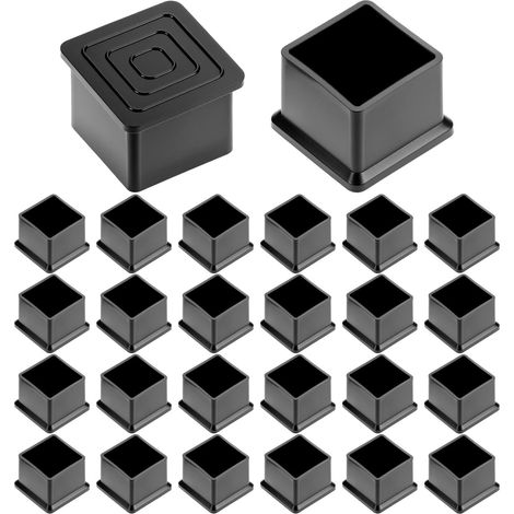 26pcs Embouts de Pieds de Chaise Carrés 25x25mm – Capuchons de Protection en PVC Noir pour Pieds de Meubles – Protecteurs de Sol Silencieux pour Table, Bureau et Mobilier de Jardin (1/5)