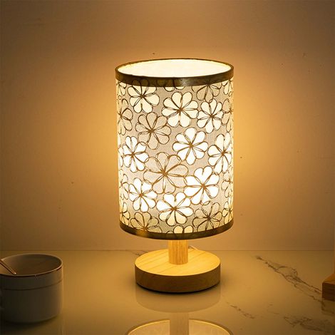 Lampe De Table - Abat-jour En Tissu - Base En Bois - Commande Dimmable Par USB - Pour Chambre À Coucher Bureau Salon - 13 X 24 Cm - 1 Pièce (1/5)
