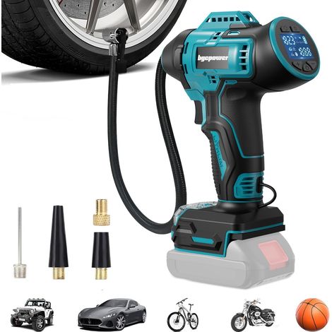 Compresseur sans fil pour batterie 18 V, pompe à air 11 bar, 160 psi, portable, avec arrêt automatique et manomètre, compresseur d'air avec câble d'alimentation de voiture 12 V pour voiture (1/5)