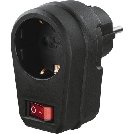 Hama Steckdosenadapter schwarz mit Schalter, Energiesparen