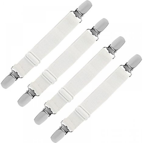 Tendeur de draps élastique, sangle de maintien réglable pour draps, canapés, housses de repassage (blanc, lot de 4) s'étire 60cm (1/5)