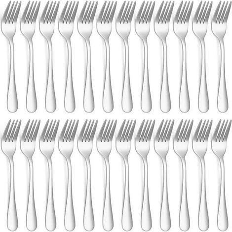 Lot de 24 fourchettes à dessert en acier inoxydable de 14,3 cm pour fruits, Argent - Fourchettes À Dessert 14,3cm - 24 arg MENAGERE (1/5)