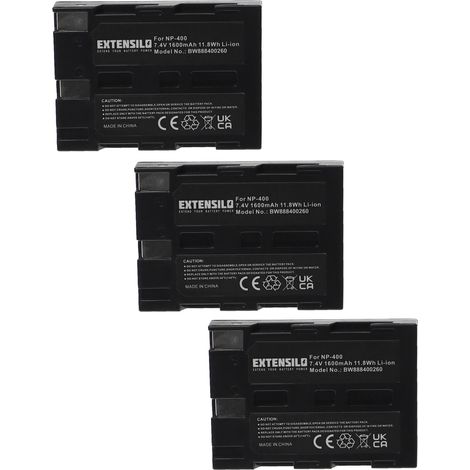 EXTENSILO 3x Akku Ersatz für Minolta NP-400 für Kamera (1600 mAh, 7,4 V, Li-Ion) (1/3)