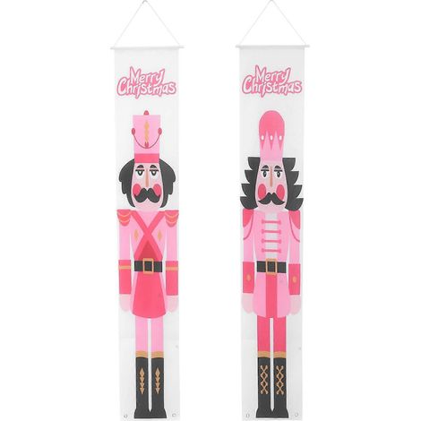 1 paire de distiques décoratifs de porte sur le thème du Casse-Noisette de Noël-180X30CM-Pink (1/2)