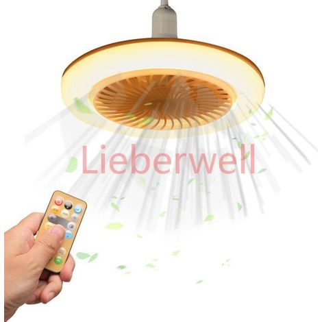 Ventilateur Plafond Salon télécommande vis ventilateur ampoule E27 réglable chambre dortoir petit aromathérapie ventilateur lumière (1/4)