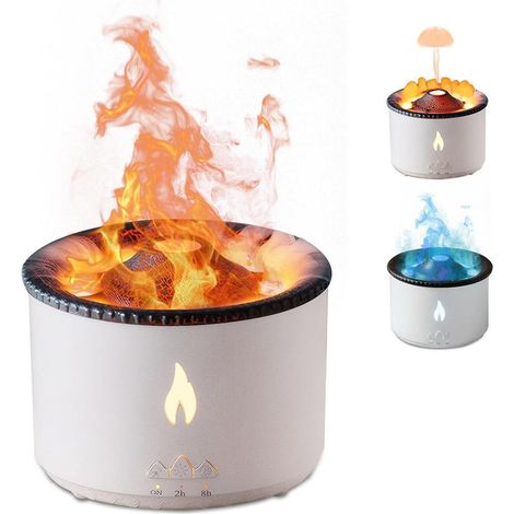 Humidificateur diffuseur d'arômes Volcano Flame : Humidificateur d'aromathérapie 300 ml Méduse/Flamme 2 modes de brumisation (flamme bicolore) (1/4)