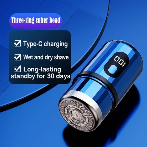 (T6 Noir) Mini rasoir électrique, rechargeable par USB-C, étanche, portable, idéal pour les voyages et la maison. (1/5)