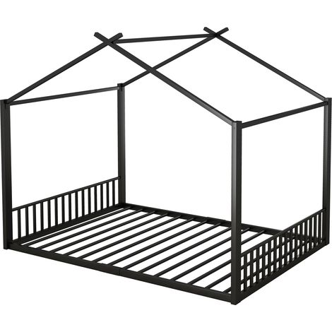 Cama cabaña infantil 140 x 200 cm de metal negro HOMVRA (1/5)