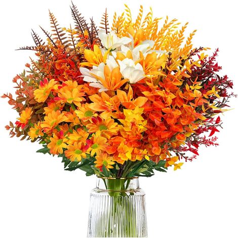 8 Bouquets Decoration Automne Fleur Artificielle, Deco Automne Fausse Fleur, Bouquet Automnes, Fleurs Artificielles, Automnes Plante Artificielle Interieur, Fleurs Séchées pour Table (1/5)