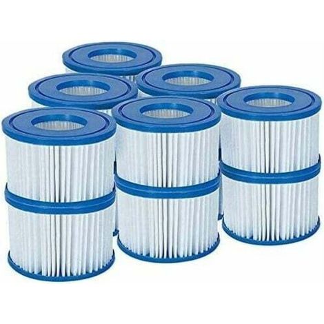 Bestway 58323 Cartouches Filtrantes Lay-Z-Spa Taille VI Standard - Lot de 6 x 2 (12 Filtres) Blanc et Bleu (1/4)