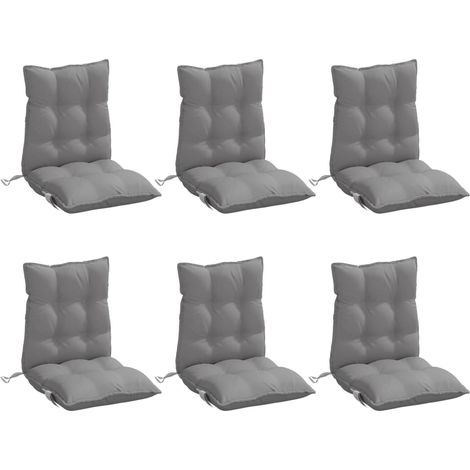 vidaXL Lowback Chair Cushions 6 pcs Grey Oxford Fabric