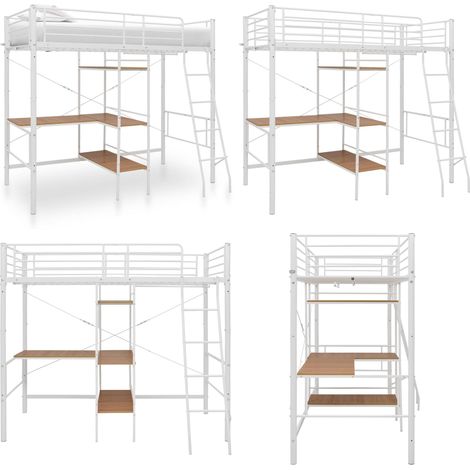 Etagenbett mit Tischrahmen Weiß Metall 90x200 cm - Kinderbett - Jugendbett - Etagenbett - Doppelbett - Schlafsystem - Home & Living