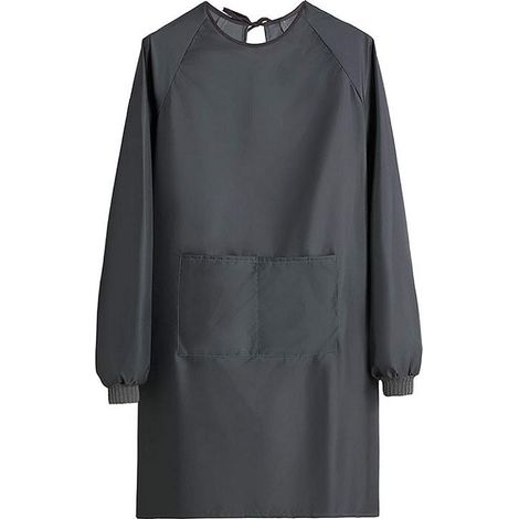 Women's Apron Waterproof Household Work Blouse with Pockets Long Sleeve Apron for Home Garden