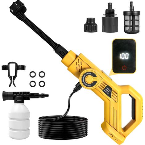 Nettoyeur Haute Pression sans Fil Portable Pistolet Haute Pression, Max. 120 Bar, 6 en 1 Buse, pour Lavage de Voiture, Jardin, Terrasse (1/5)