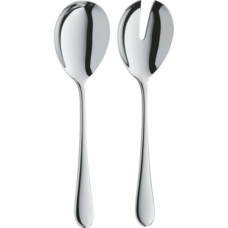 couverts à salade acier inoxydable 23,4 cm, fourchette à salade, cuillère de service, acier inoxydable poli, résistant aux rayures, va au lave-vaisselle (1/4)