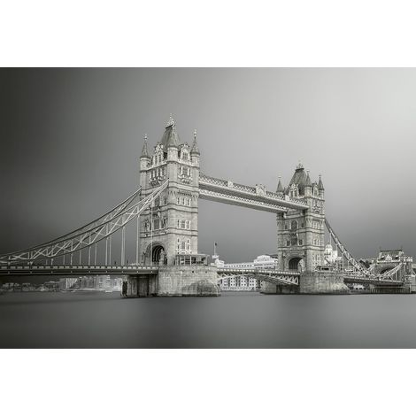 Papier peint panoramique Londres gris | Tapisserie panoramique moderne idéale salon | Papier peint panoramique 3D pont chambre ado - 384 X 260 cm (8 pièces) (1/2)