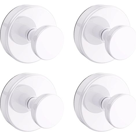 Gancho de ducha con ventosa para ventana de baño, puerta de cristal, pared, paquete de 4, blanco (1/5)