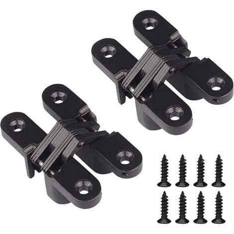 Lot de 2 charnières invisibles pour porte pliante 180 degrés, paumelles cachées pour meuble et placard (1/4)