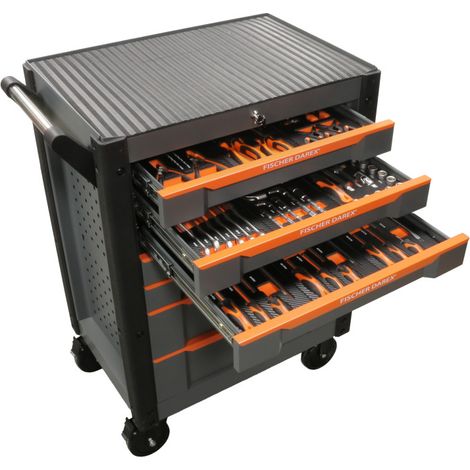 Servante d'atelier en acier 7 tiroirs équipée 76 outils (1/4)