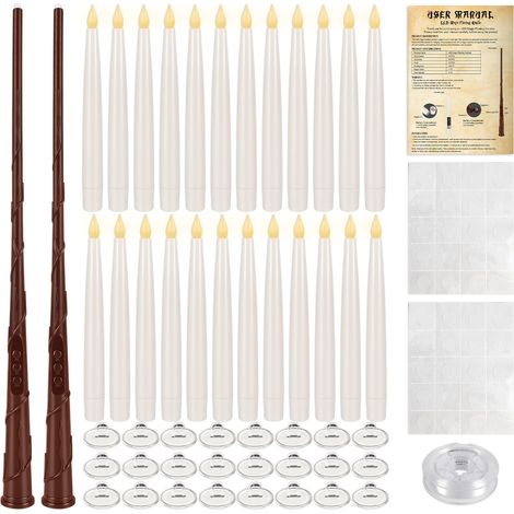24 Bougies Flottantes LED avec Télécommande et Baguette, Minuterie 6/18H, Lumière Chaude, Décoration Halloween (1/5)