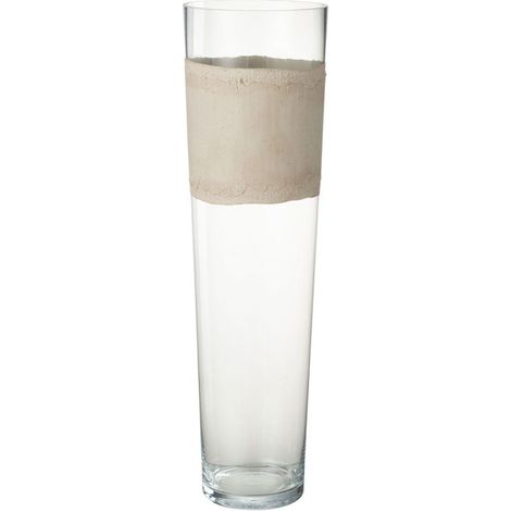 Vase Déco en Verre "Delph" 60cm Transparent & Beige (1/3)