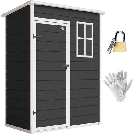 Outsunny 5' x 3' Garden Shed w/ Floor, Lockable Door, Window and Vent Black