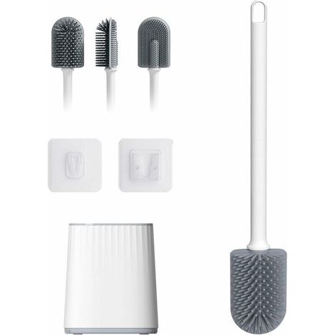 Flache Silikon-Toilettenbürste, antibakterielle Toilettenbürste mit schnelltrocknendem Halter