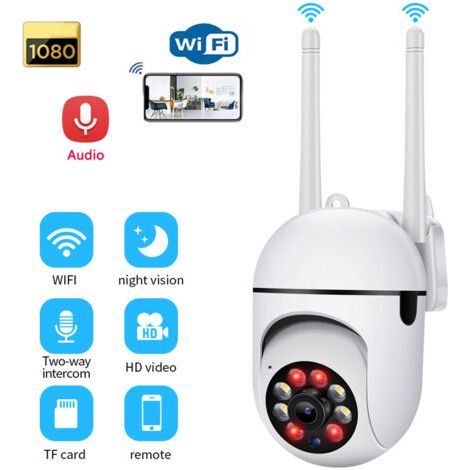 Caméra de Sécurité Extérieure, Caméra de Sécurité WiFi 1080P HD Vision Nocturne Interphone Vocal 2 Voies Caméra de Surveillance à Distance (1/5)