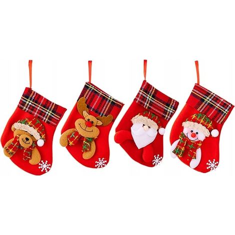 4 pares de calcetines decorativos navideños 3D para chimenea (juego de 4) (1/5)