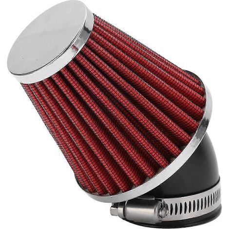 Filtre à air conique coudé à 45° pour moteur, diamètre intérieur de 48 mm, pour moto, quad, pit bike et mini-moto (rouge). (1/5)