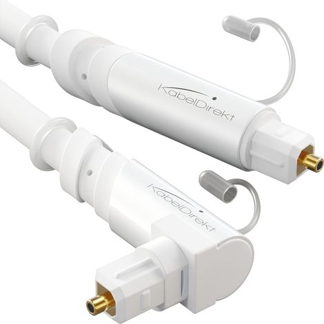 Cable optique audio coudé à 90° – 7,5m, blanc – barre de son (1/5)