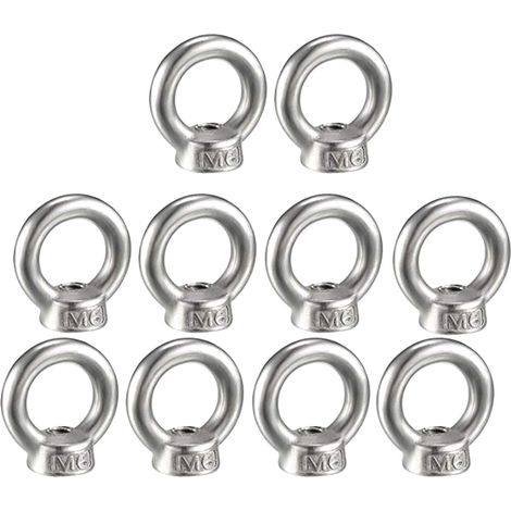 Eye Nut M6 - Acero Inoxidable 304 - Rosca Macho M6 - Para Aplicaciones de Izaje en Maquinaria - 10 Unidades (1/5)