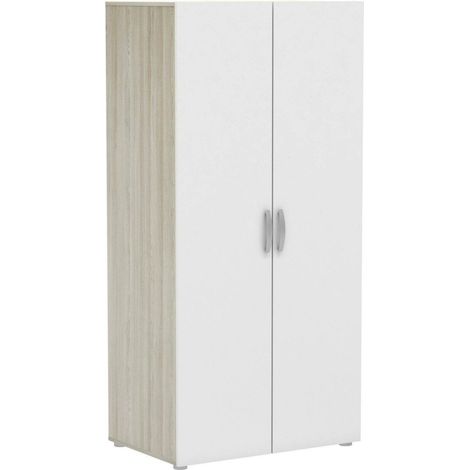 Dmora - Guardaroba 2 ante Ockhi, Mobile camera da letto, Cabina armadio portabiti, Armadio appendiabiti, 79x52 h166 cm, Rovere e Bianco opaco