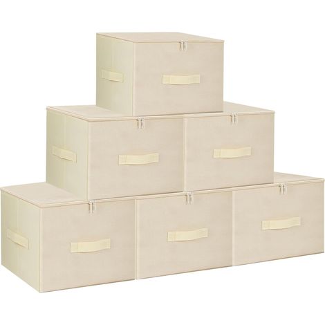 KingSaid Lot de 3 boîtes de rangement pliables en lin avec couvercle à glissière, panier rangement avec couvercle pour vêtements, boite de rangement vetement, paniers et boîtes de rangement maison (Be (1/5)