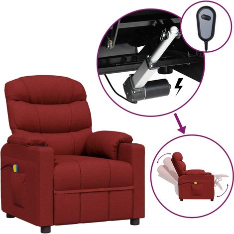Massagesessel Elektrisch Weinrot Stoff