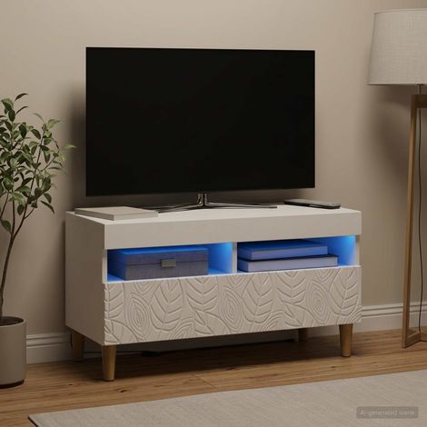 vidaXL Meuble TV LED Blanc Bois d'ingénierie (1/5)