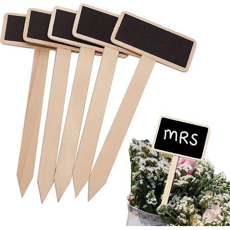 20/24/40 pcs Étiquettes de Plantes en Ardoise, Mini Signe des Étiquettes Mini Tableau Noir Marqueur de Jardin Plante Signe Tags en Bois Étiquettes Potager pour Fleur Légumes Graine Jardin Pépinière (1/5)