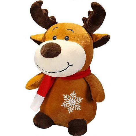 Peluche de Noël, Père Noël, renne, bonhomme de neige, jouet en peluche, cadeau pour les fêtes de Noël (Élan, 23 cm) (1/5)