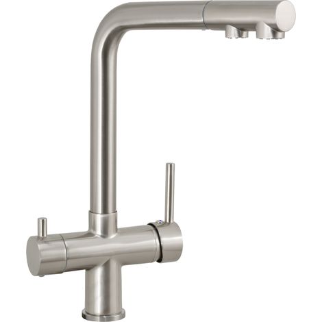 Grifo de cocina acero cepillado monomando 3 vías Vernisa de Valaz (1/3)