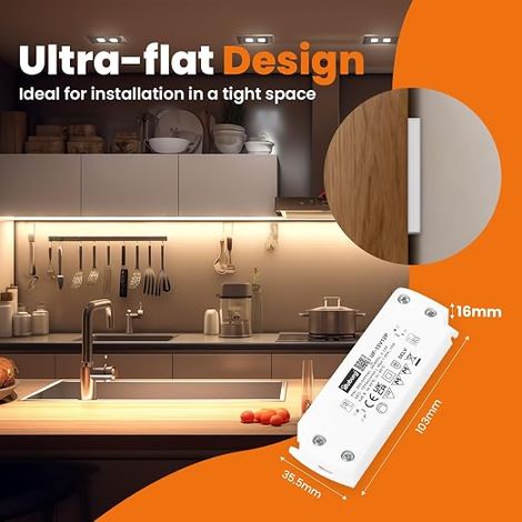 LED Transformer 12V 15W Ultra Thin Flat Power Supply Driver (1/4)