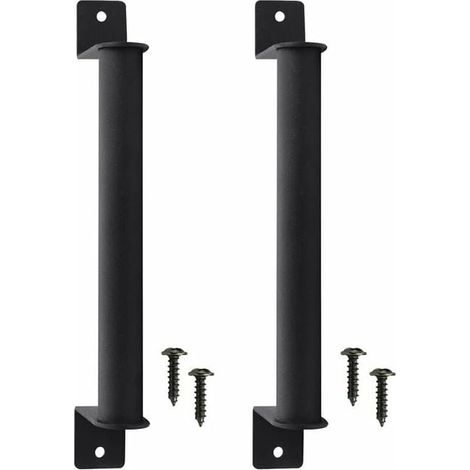 Lot de 2 poignées de porte de grange en acier au carbone, style rétro coulissant, antidérapantes, avec vis de fixation (1/4)